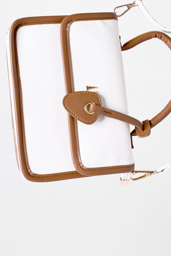 White Regular Solid Sling Bag, , image 4